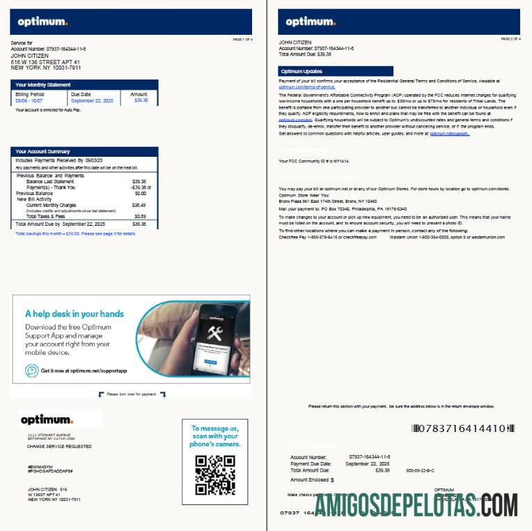para download Modelo de conta de serviços públicos ideal dos EUA em formatos Word e PDF, 4 páginas, versão 2, 1 2 páginas